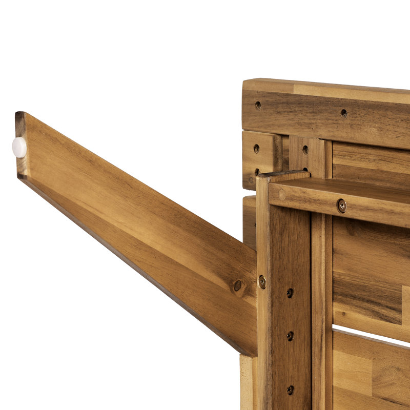 Table basse d'extérieur moderne en bois d'acacia Merritt avec plateau à lattes, pieds réglables pour patio, jardin et balcon