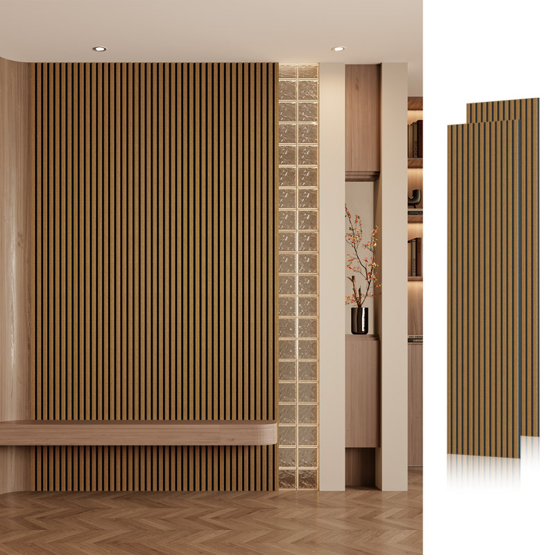 2pc x 94.5" x 24" 3D Acoustic/Sound proof Wood Slat Wall Panels,Classic Oak Sound Absorbing Panels for Ceiling and Wall(2 Piece/31.5 sq. ft.)