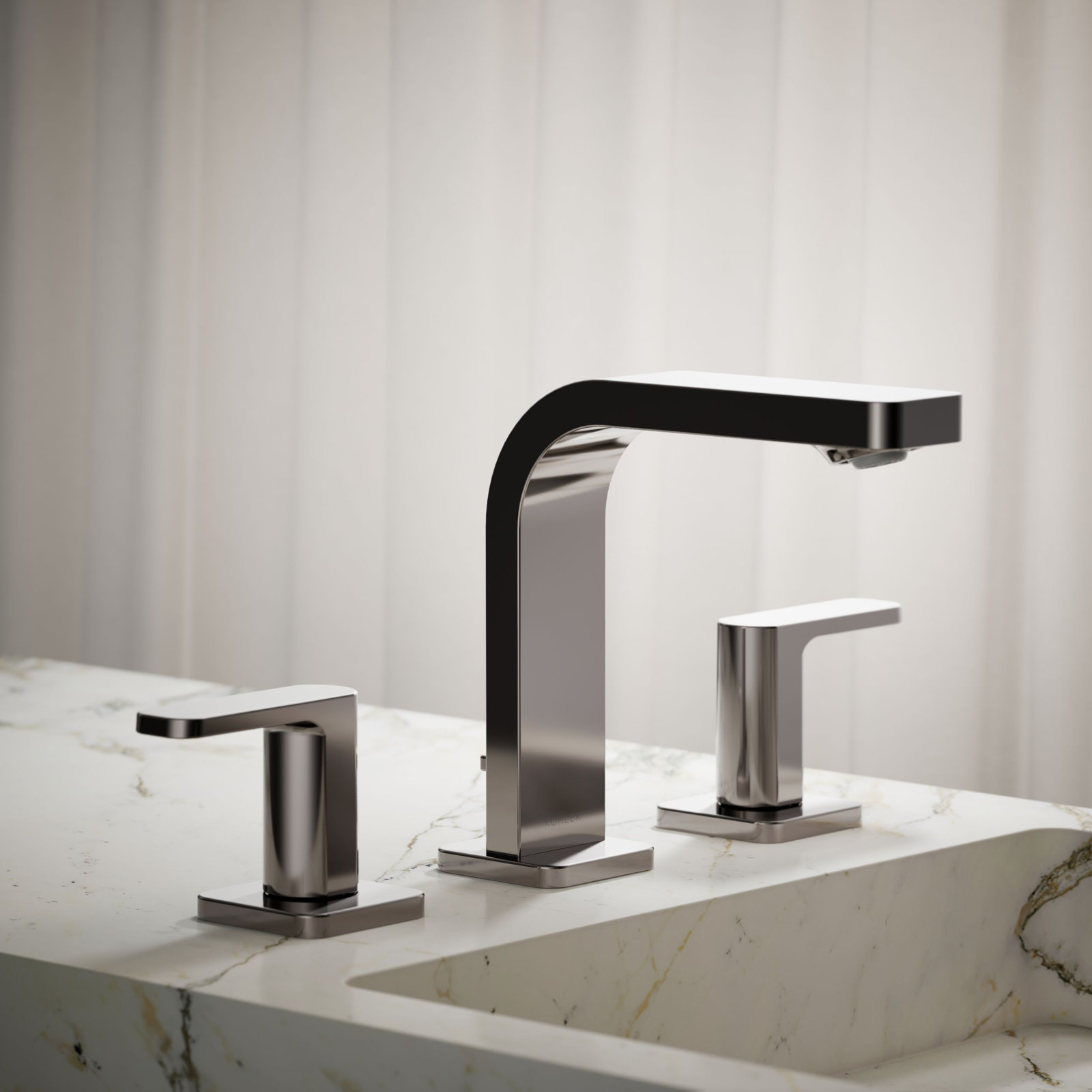 ParallelWidespread Bathroom Faucet, 3-Hole Two Lever Handle Bathroom Sink Faucet, Titanium, 1 GPM