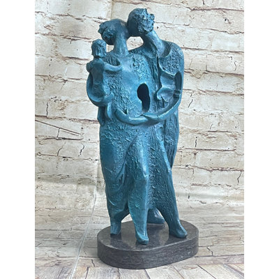 Salvador Dali Hommage - Bronze Sculpture - The Family- 100  Percent Bronze Statue Green