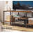 TV Stand With Power Outlets To 55 Inches, TV Console Table With Open Storage Shelves,Rustic Brown + Black