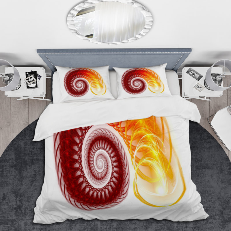 Ensemble de housse de couette Spiral Bright, Housse de couette pour grand lit et 2 taies décor