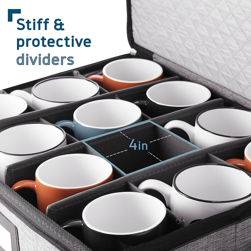 Gray Quilted Dinnerware Storage Set with Hard Shell Exterior