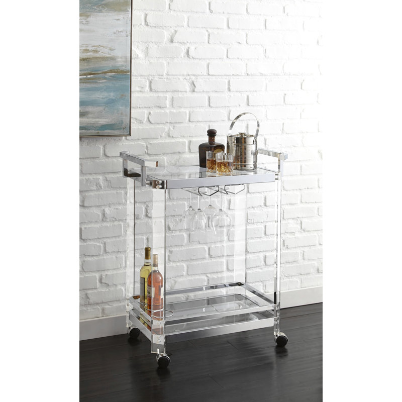 Aerin - Chariot de service avec roulettes, Argent argent