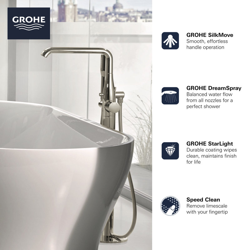 Essence New Single Handle Floor Mounted with Handshower, Polished Nickel Infinity