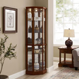 6 Shelf Lighted Corner Curio Cabinet