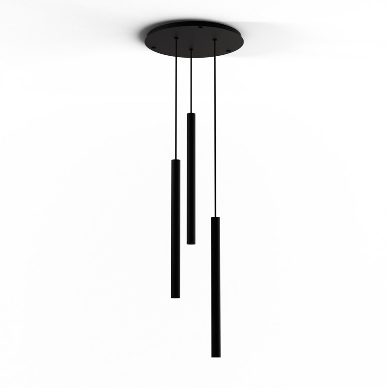 3 - Light LED Pendant, Matte Black