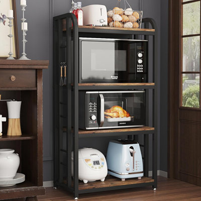 Microwave Oven Stand with Storage 4 Tiers, Free Standing Microwave Oven Stand Coffee Bar