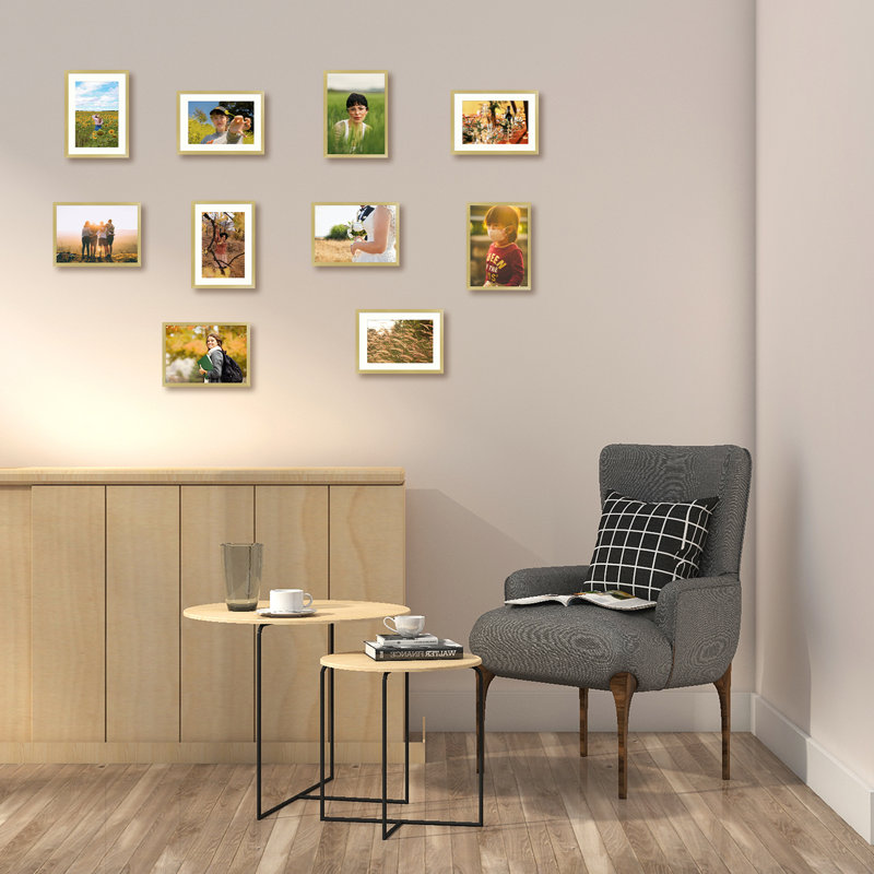Drennon Metal Picture Frame, Gold, 5" x 7" Matted to 4" x 6"