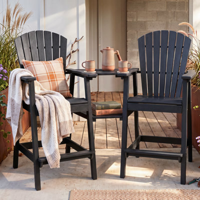 HDPE Tall Adirondack Chair Set with Removable Double Trays (Set of 2)