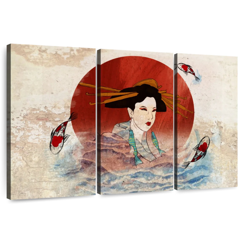 Koi et Geisha japonais Leisha, H 36 po x l 57 po