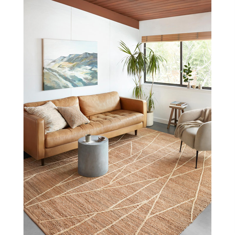 Bement Geometric Handmade Natural/Ivory Area Rug, Rectangle 2' x 5'