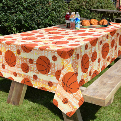 Ensemble de nappe imprimée 60 x 90 pouces Passion For Basketball (avec fond en étain)