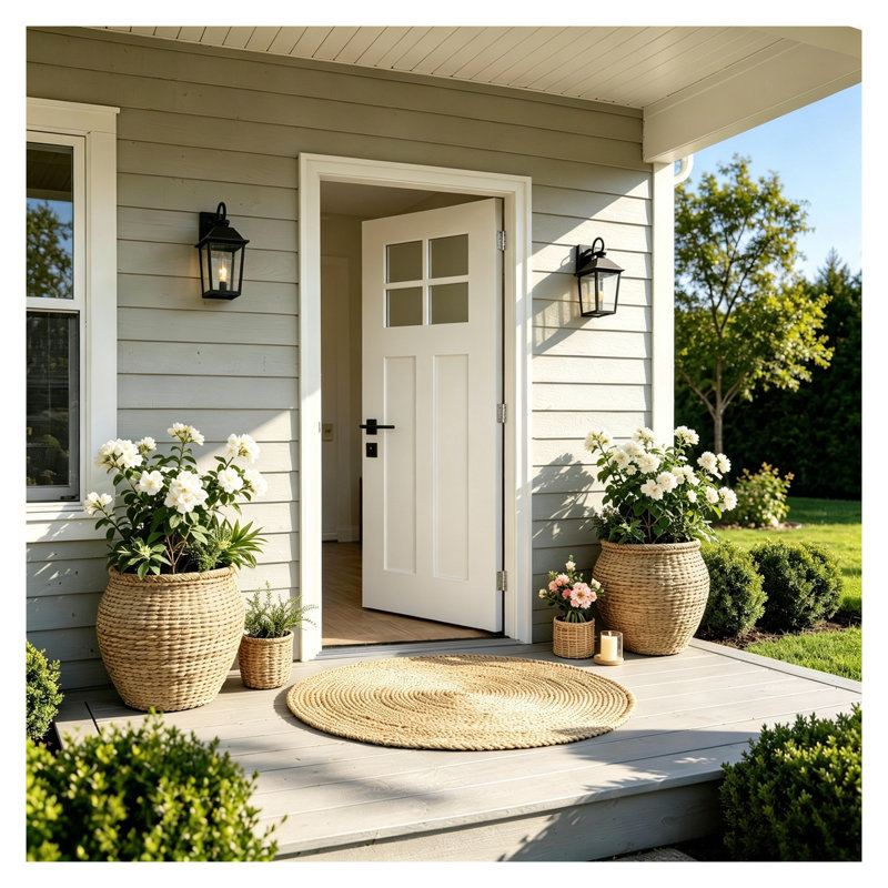 Porte avant en fibre de verre 36 po x 80 po avec cadre en PVC blanc et cadre 4-9 / 16 po, Blanc
