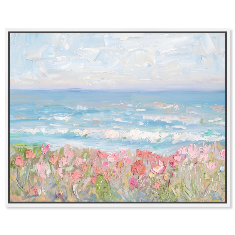 Waves of Peace, célèbre artiste sur toile par , H 31 po x l 37 po, Cadre blanc