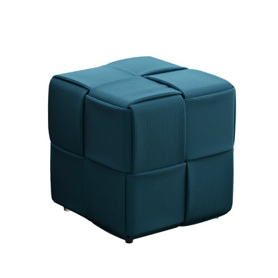 Velours côtelé carré en bleu - Repose-pieds confortable, plusieurs pièces, cadre intérieur, taille 13,97 po, tabouret tissé prêt à l'emploi, tissu doux et respirant, haute résilience, pour 300 livres, convient