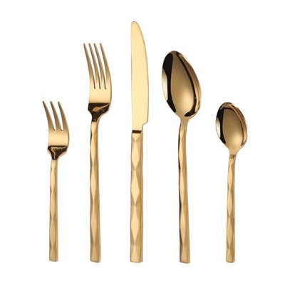 Ensemble de couverts 20 pièces en acier inoxydable avec motif à losanges et fourchette pour la gastronomie et le restaurant