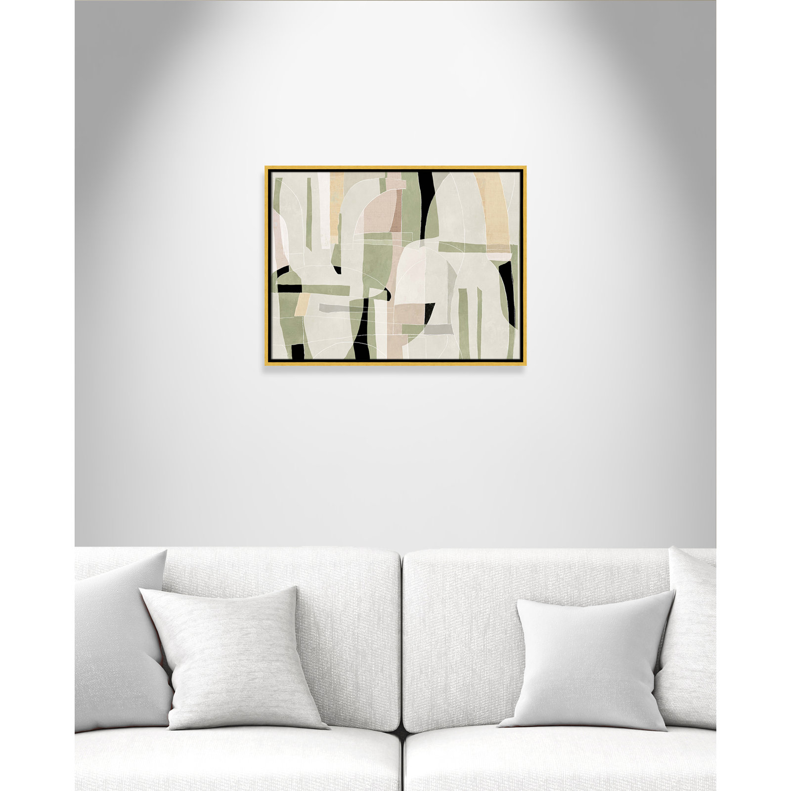 Sunny Barcelona - Floater Frame Canvas, 25.5" W x 19.5" H, Gold