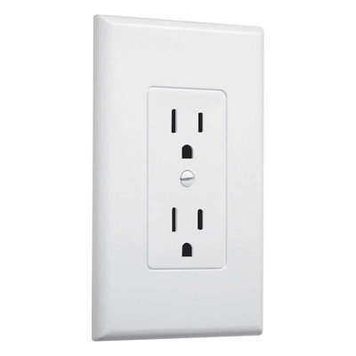 Single-Gang Wallplate Non-Metallic Decorator Cover One Grounded Duplex, White Smooth(Pack Of 5)
