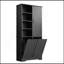 Armoire de rangement pour salle de bain avec portes et tiroirs, panier à linge inclinable, plusieurs espaces de rangement, style autoportant, tablette ouverte, tablette réglable, noir-711958290