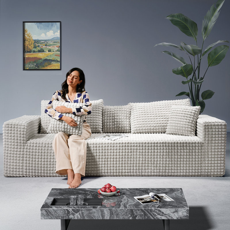 3 Seater Corduroy Sofa, Beige