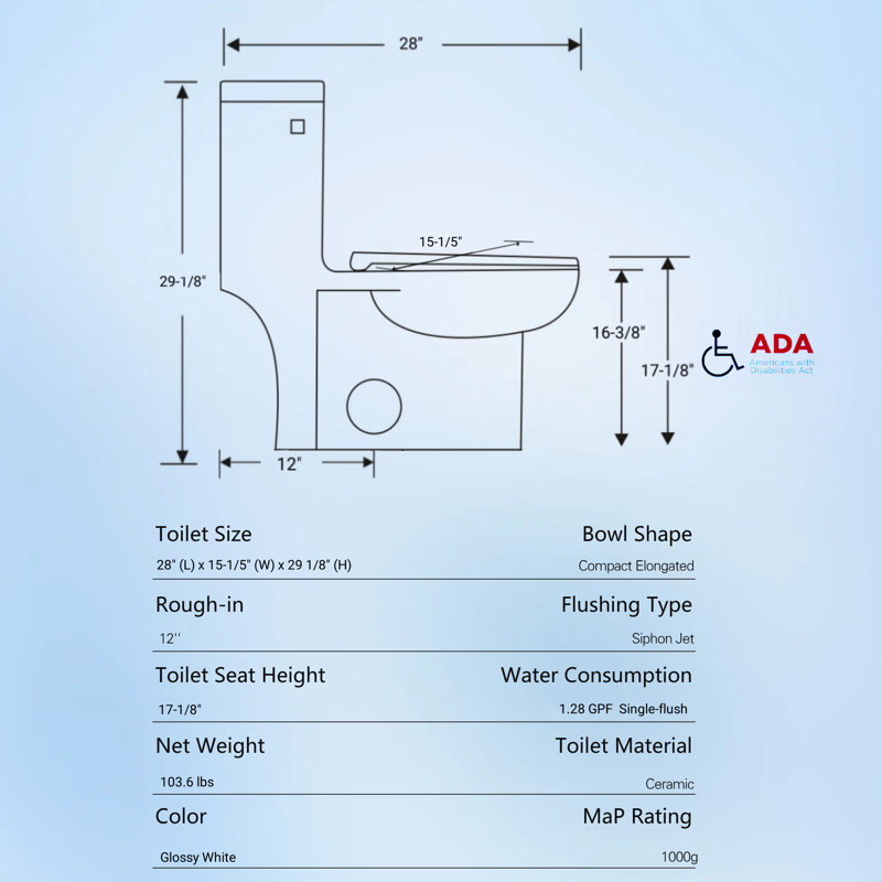 Liberty Compact Toilets One-Piece Toilet With High-Efficiency Flush Round Toilet For Space-Saving Floor Mounted