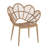 Kirk Outdoor Wicker Peacock Shape Papasan Style Chair, Teak Finished Leg, Light Brown Faux Rattan and Beige Cushion, Set of 2