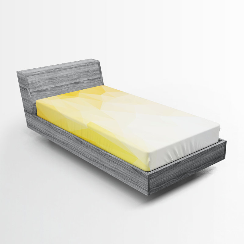 Drap-housse orange Ambesonne, Drap-housse pour lit simple TG, Abstrait blanc / jaune