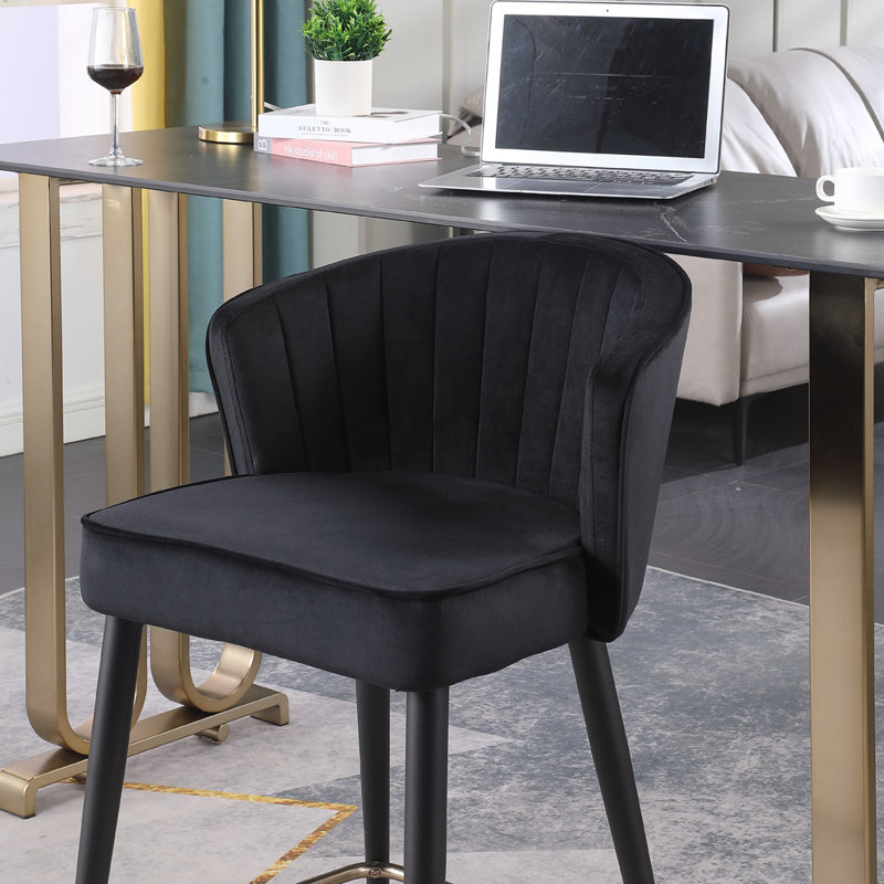 Tabourets de bar rembourrés en tissu Shiloe, Noir, noir, noir, noir, 1