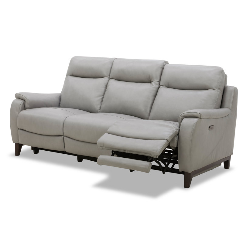 Ensemble de canapé inclinable électrique en cuir à grain supérieur Leonard, Gris