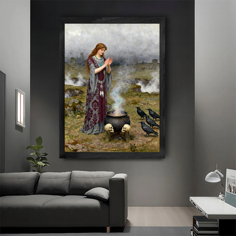 «Black», art mural fantaisiste, chaudron de sorcière, H 25 po x l 17 po