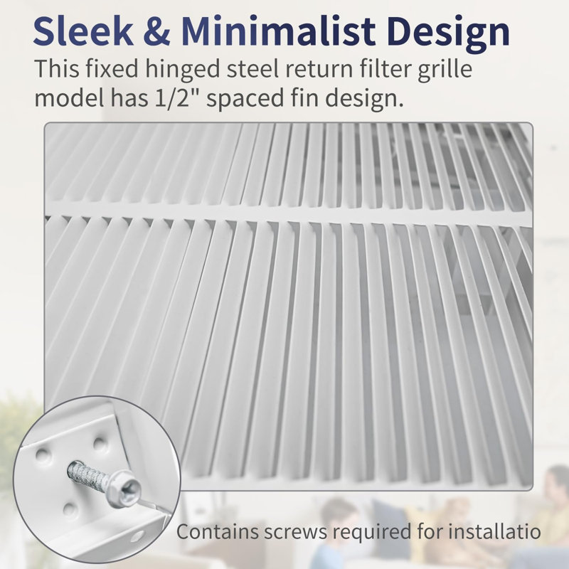 L 20 po x H 20 po [Taille de l'ouverture du conduit] Grille de retour d'air en acier