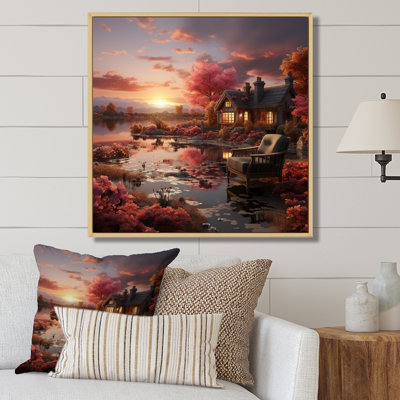 Cottage Sunset Sanctuary 2 - Landscape Canvas Wall Art