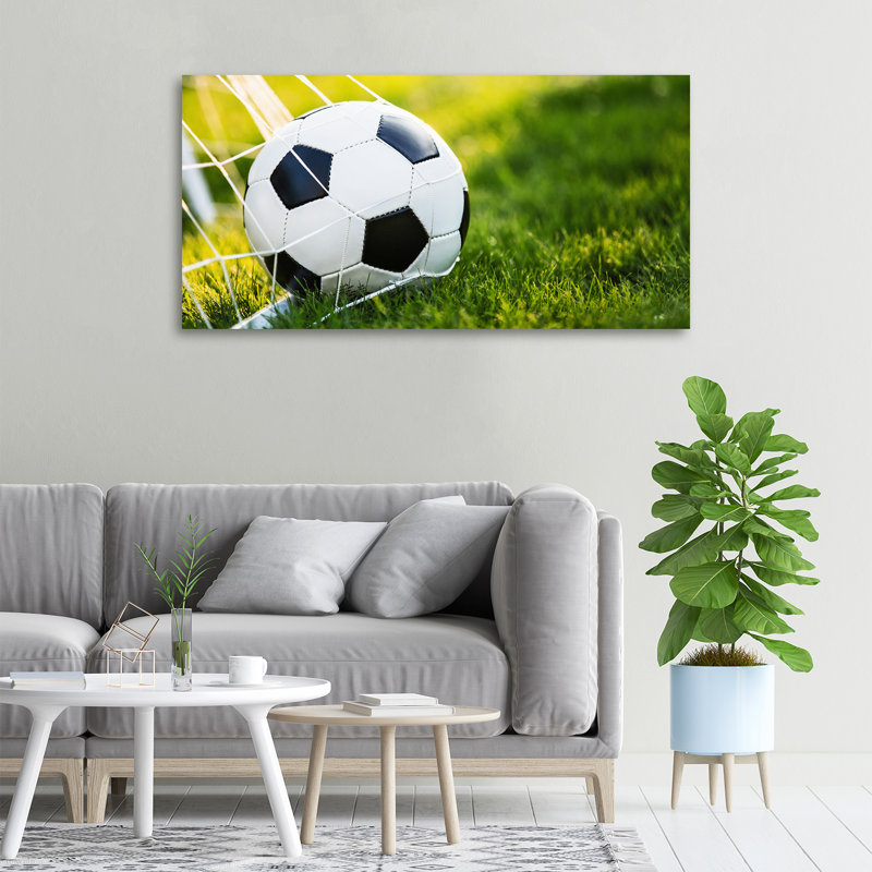 Ball In The Goal - No Frame Print on Canvas