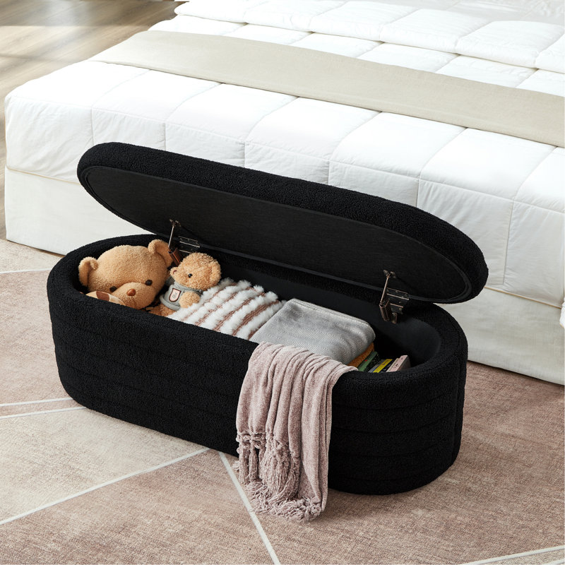 Banc de rangement avec repose-pieds Skandar, Noir