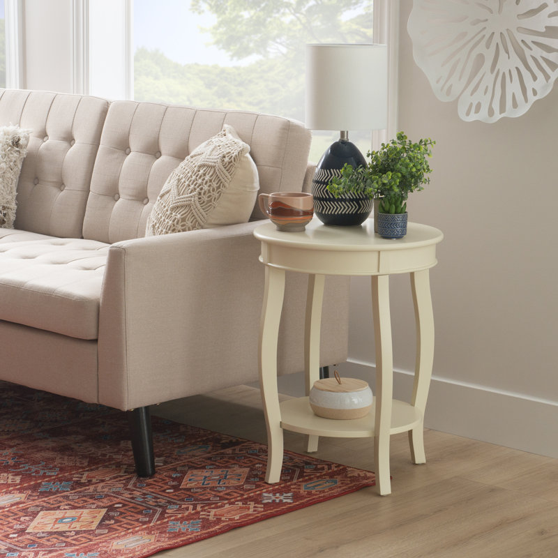 Table de bout avec rangement Everill, Blanc cassé