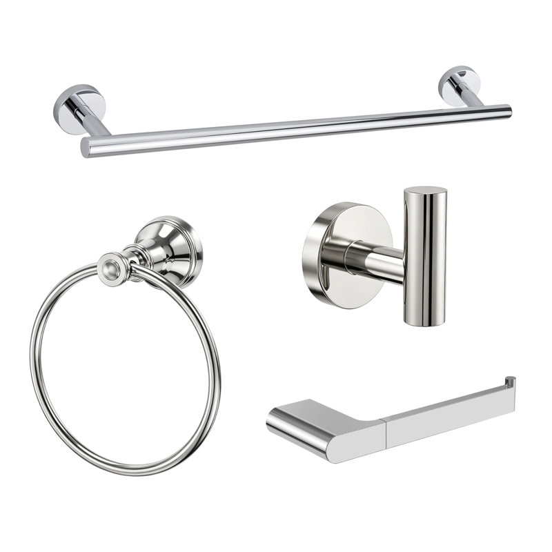 Ensemble de quincaillerie de salle de bain 4 pièces, Chrome chrome