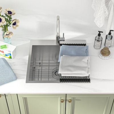 Lavabo pour cuve simple 25 pouces en acier inoxydable T304