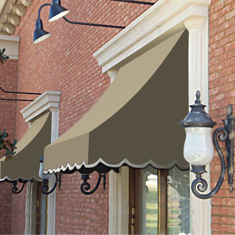 Awntech Nantucket Acrylic Fabric Fixed Awning, Linen, 44" H x 40.5" W x 36" D
