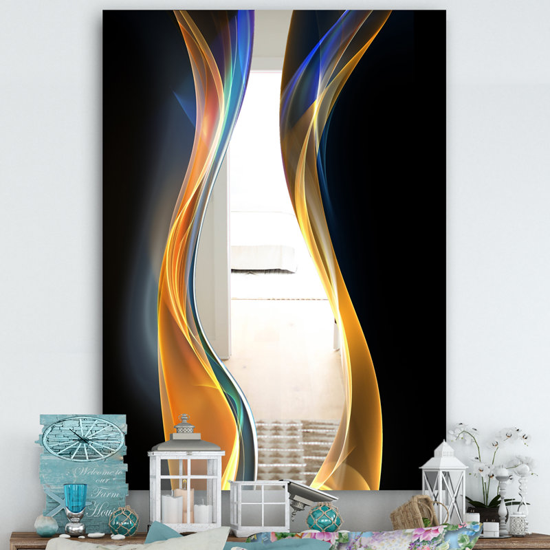 Miroir mural contemporain, vague moderne, H 32 po x l 24 po