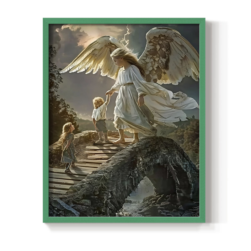 Religious Series CDXLVI, reproduction encadrée - bois massif, Vert, H 11 po x l 9 po