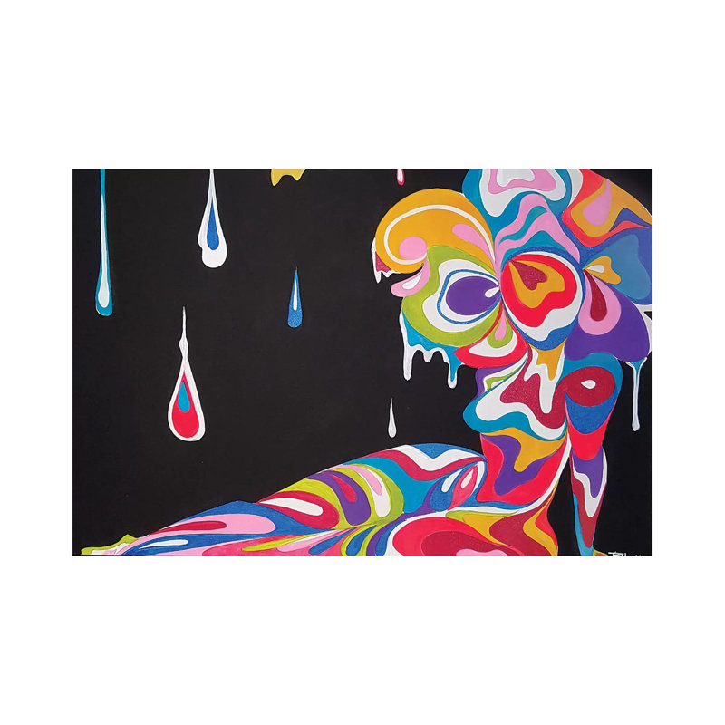 «Wavy» par Pinklomein - reproduction d'art sur toile tendue, H 12 po x l 18 po x 1,5 po