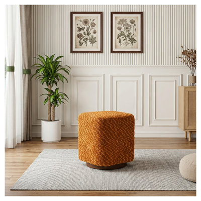 Tabouret de coiffeuse pivotant à 360 degrés avec revêtement en polyester orange