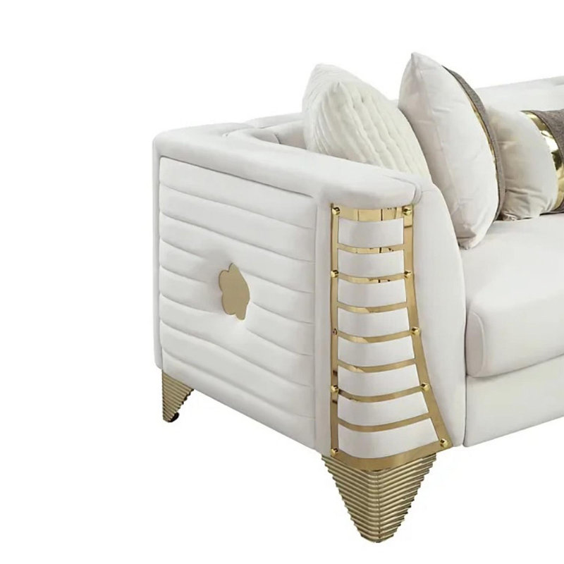 Canapé modulaire 3 pièces Racila - blanc, Tissu blanc