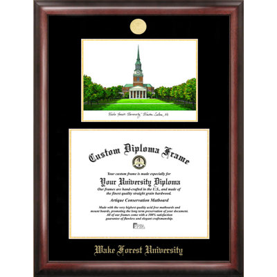 NCAA Wake Forest Demon Deacons Gold Embossed Diploma with Campus Images Lithograph Frame