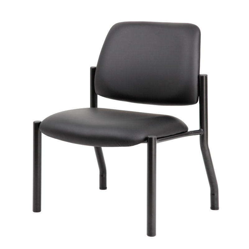 Sopris Vinyl Seat Reception Chair with Metal Frame, Black