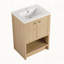 Meuble-lavabo autoportant avec lavabo en céramique, 2 portes à fermeture douce, chêne, contreplaqué-111832092