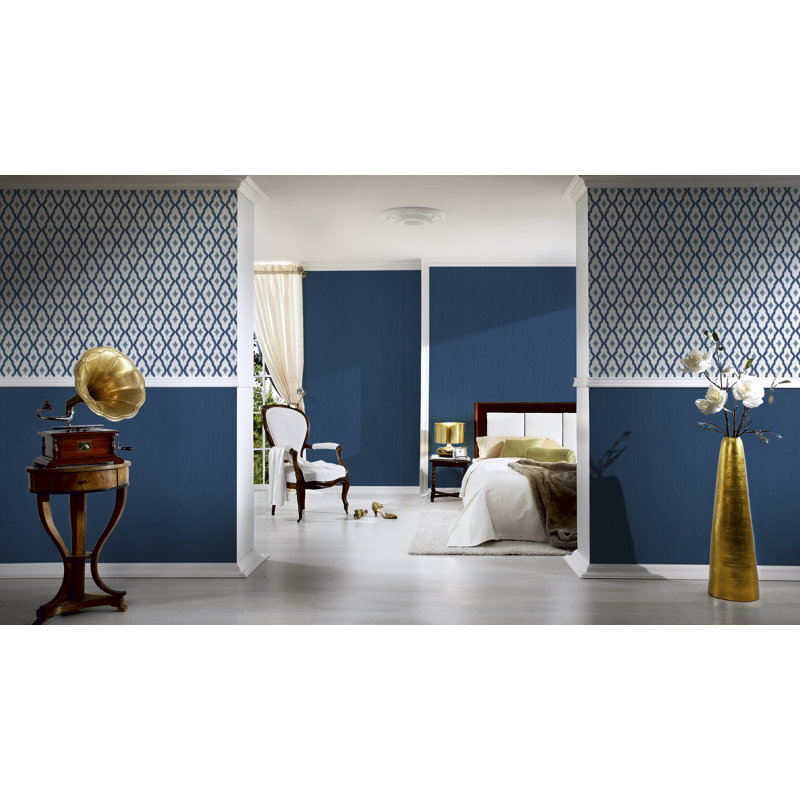 Tessuto 10.05m x 53cm Wallpaper, Blue, white and light blue