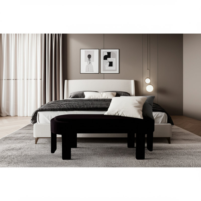 Sagebrook Home 48" Aberdeen Black Velvet Bench