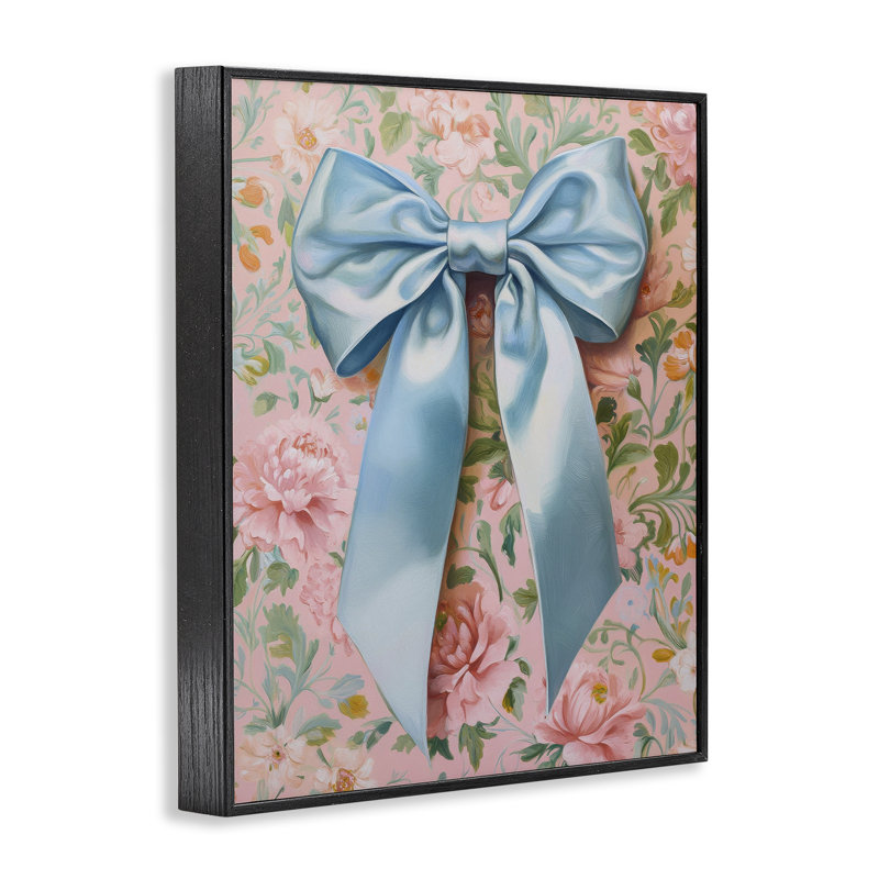 Giclée romantique à arc en satin, design par Petal Prints Design, Giclée encadrée noir minuit, H 30 po x l 24 po